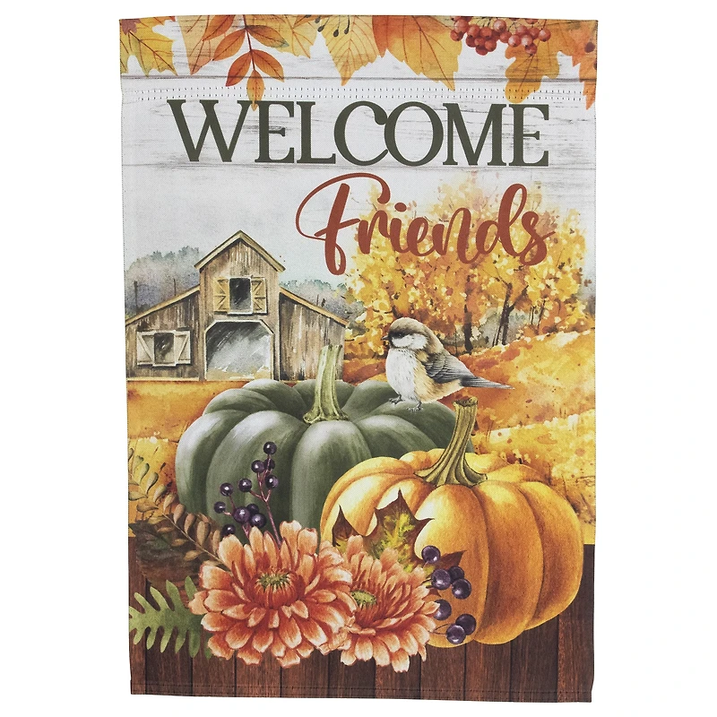18" x 12.5" Welcome Friends Fall Harvest Outdoor Garden Flag