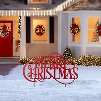 Glitzhome® 36" Oversized Metal Christmas "MERRY CHRISTMAS" Yard Stake
