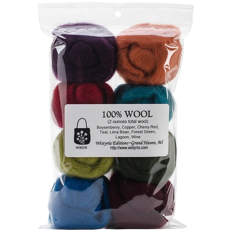 Wistyria Editions The Bouquet Wool Roving Rolls, 2oz.