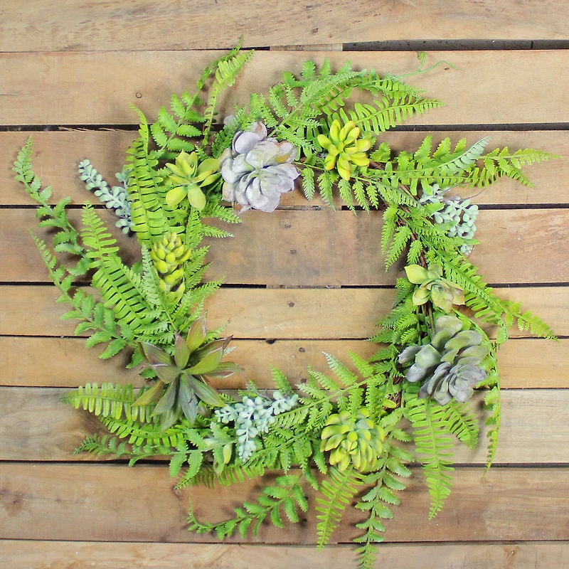 22" Succulents & Leaves Spring Wreath