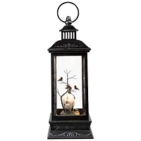 11" Black LED Lighted Halloween Lantern With Skull Head