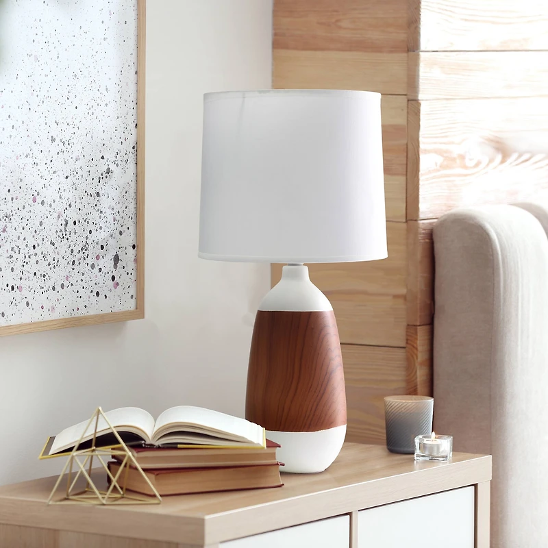Simple Designs Ceramic Oblong Table Lamp