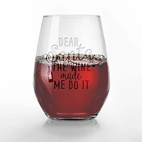 Dear Santa The Wine Made Me Do It 15oz. Engraved Stemless Wine Glass