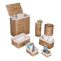7-Piece Water Hyacinth Woven Bathroom Storage Basket Set