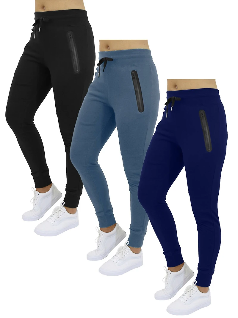 Galaxy By Harvic Womens 3 Pack Heavyweight Oversized Loose Fit Fleece Jogger Sweatpants