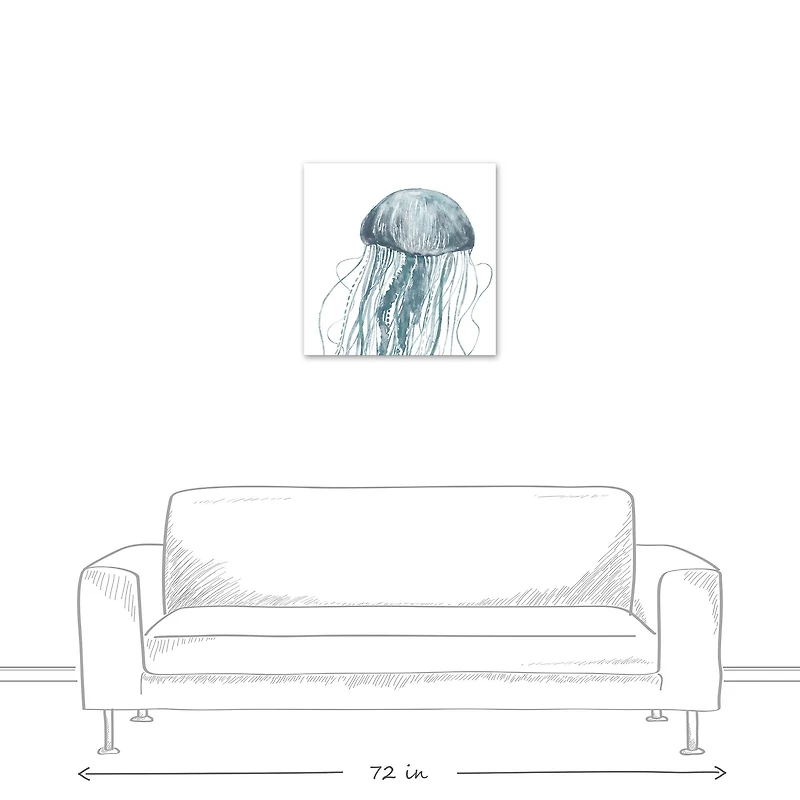 Jellyfish Swimming 24" x 24" Canvas Wall Art