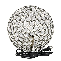Lalia Home 10" Antique Brass Elipse Crystal Orb Table Lamp