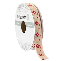 1/2" x 5yd. Pink Jacquard Floral Ribbon by Celebrate It® Classic
