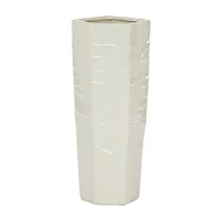 White Ceramic Contemporary Vase, 13" x 5" x 5"