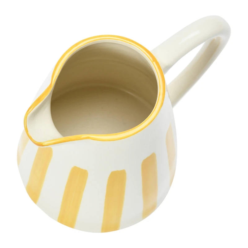 Hello Honey® 6.5" Yellow & White Stripe Stoneware Pitcher