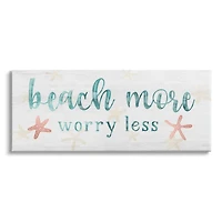 Stupell Industries Beach More Worry Less Nautical Sign Red Starfish Canvas Wall Art