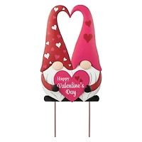 Glitzhome® 30" Valentine's Metal Gnome Couple Yard Stake