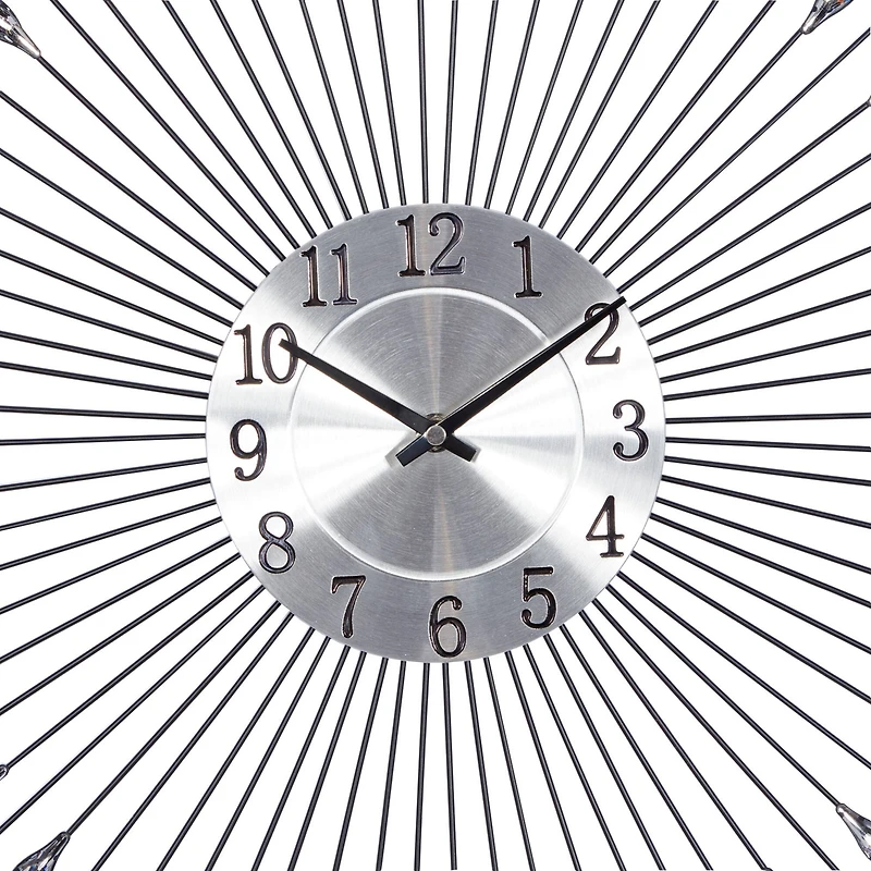 Silver Metal Modern Wall Clock, 23" x 23" x 2"