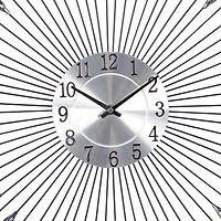 Silver Metal Modern Wall Clock, 23" x 23" x 2"