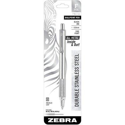 Zebra F-701 Stainless Steel Black Fine Ballpoint Pen