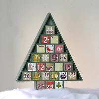 15" Green Tree Shaped Christmas Advent Calendar Decoration