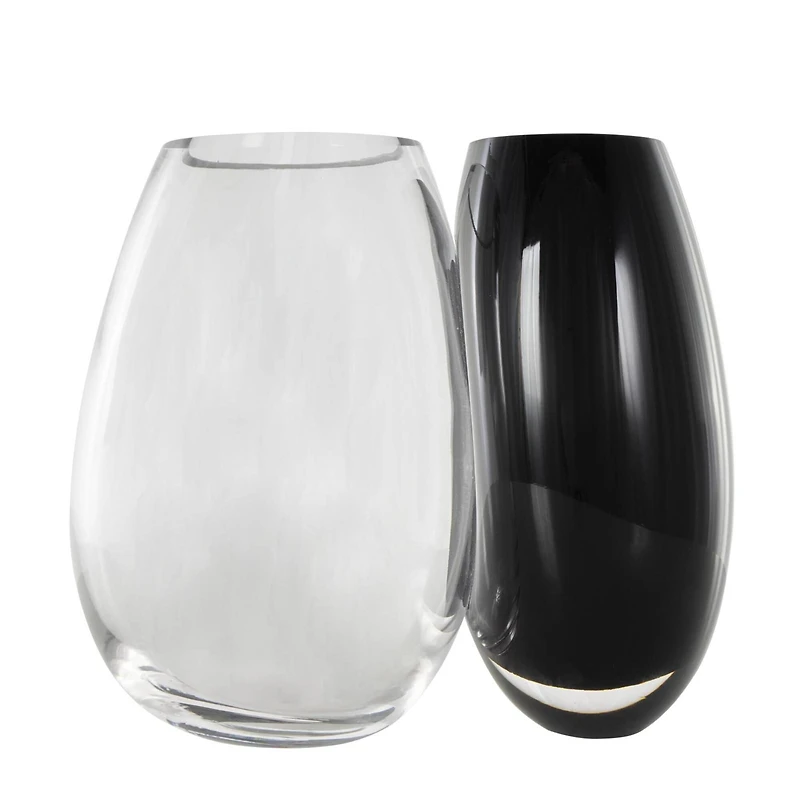 Black & Clear Abstract 2 Opening Recycled Glass Vase