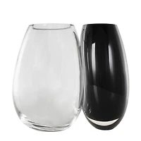 Black & Clear Abstract 2 Opening Recycled Glass Vase