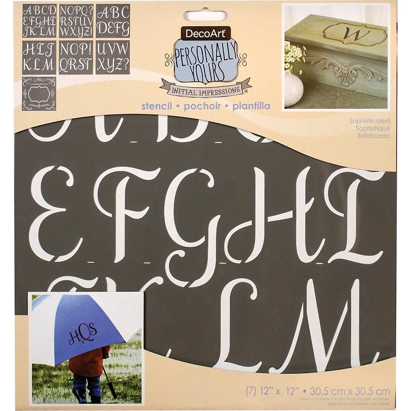 DecoArt ® Initial Impressions™ Sophisticated Stencil Set, 12" x 12"