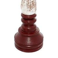 20" Red & White Wood Farmhouse Candlestick Holder Set