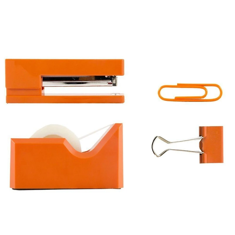 JAM Paper Orange Stapler, Tape Dispenser, Paper Clips & Binder Clips