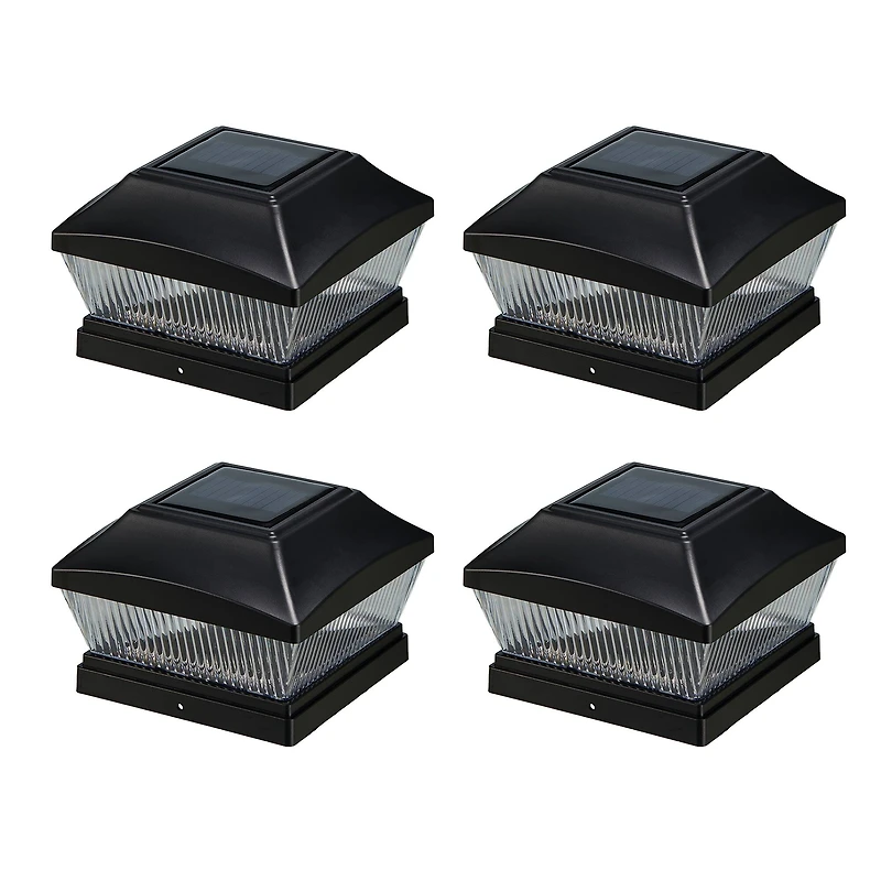 Glitzhome® 7" Black Solar Powered LED Fence Post Cap Lights, 4ct.