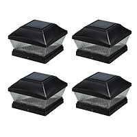 Glitzhome® 7" Black Solar Powered LED Fence Post Cap Lights, 4ct.