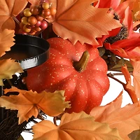 24" Orange Harvest Maple Leaf Candleholder