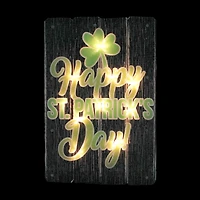 16" Lighted Shimmering Happy St. Patrick's Day Shamrock Window Silhouette