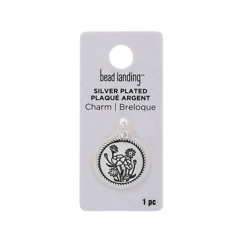 Silver Plated Antique Flowers Charm by Bead Landing™