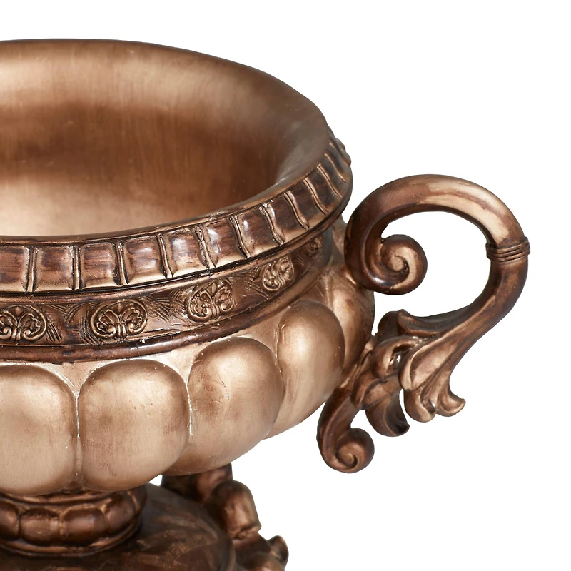 Bronze Polystone Traditional Decorative Bowl, 11" x 17" x 11"