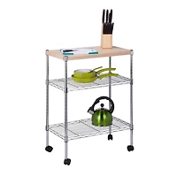 Honey Can Do Chrome/Wood Mini 3 Tier Dining Cart