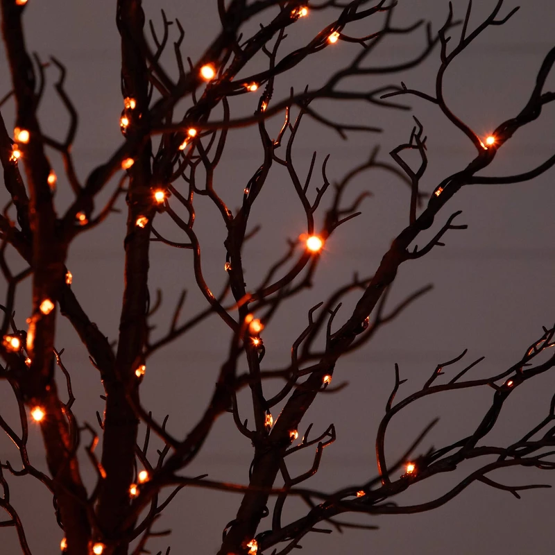 7ft. Pre-Lit Halloween Minimalist Twig Artificial Fall Tree with 400 Orange & Purple LED Lights