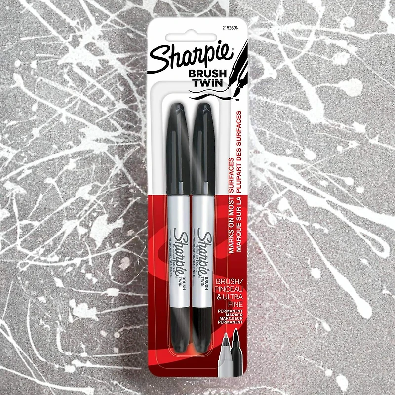 Sharpie® Black Brush Twin Permanent Markers, 2ct.