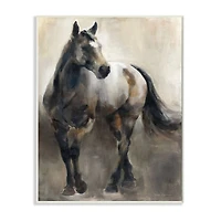 Stupell Industries Abstract Wild Horse Stance Brown Black Painting Wood Wall Plaque