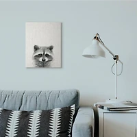 Stupell Industries Raccoon Portrait Grey Drawing Design Canvas Wall Art