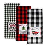 DII® Christmas Tree Farm Embellished Dishtowels Set