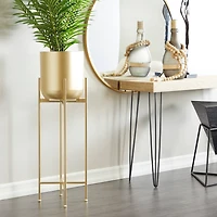 Gold Metal Modern Planter, 13" x 13" x 41"