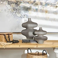 Black Ceramic Oblong Abstract Vase Set