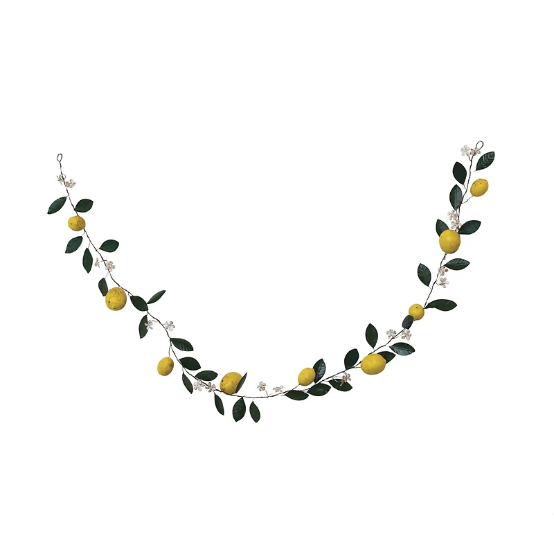 Hello Honey® 6ft. Lemons & Leaves Metal Garland