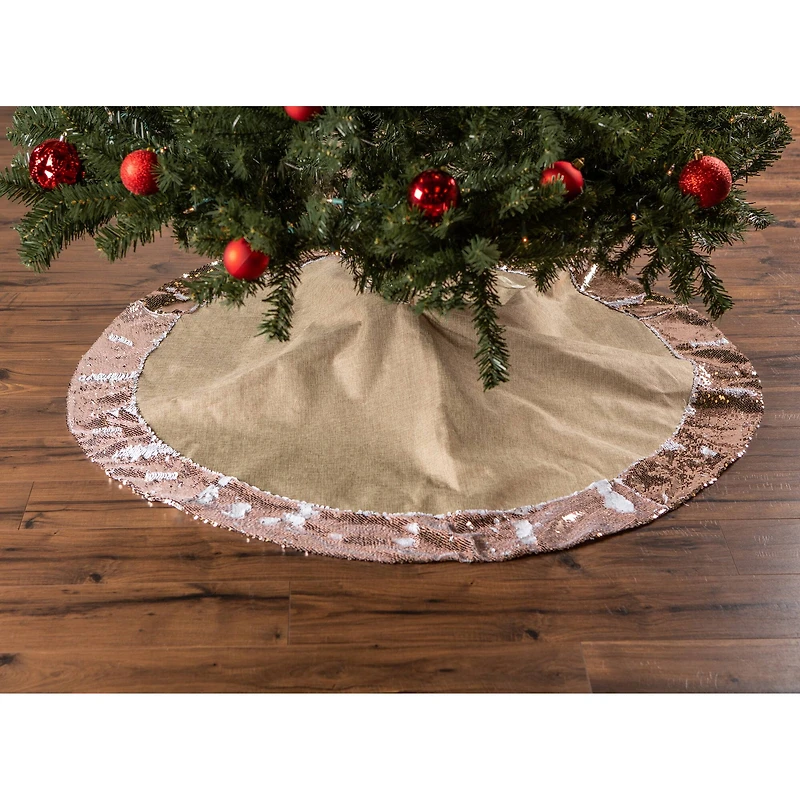 DII® Champagne Sequin Linen Holiday Tree Skirt