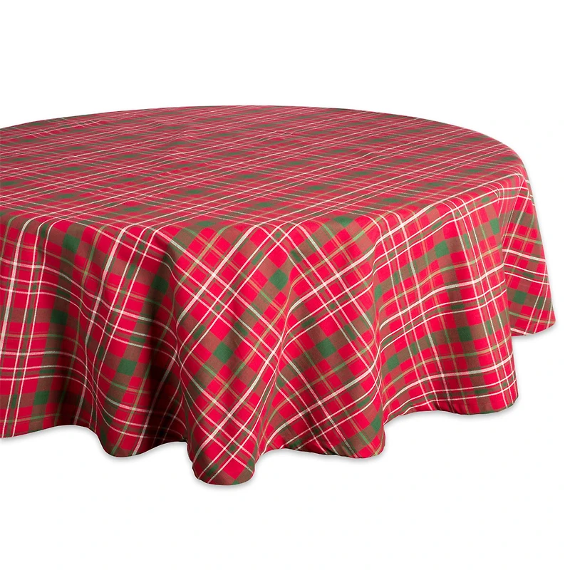 DII® 70" Round Tartan Holly Plaid Tablecloth