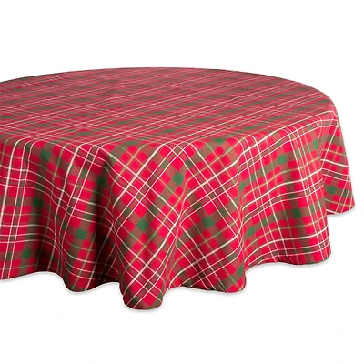 DII® 70" Round Tartan Holly Plaid Tablecloth