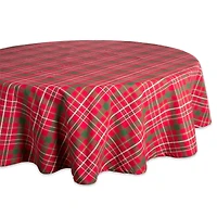 DII® 70" Round Tartan Holly Plaid Tablecloth