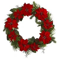 3ft. Red Poinsettia & Pine Wreath