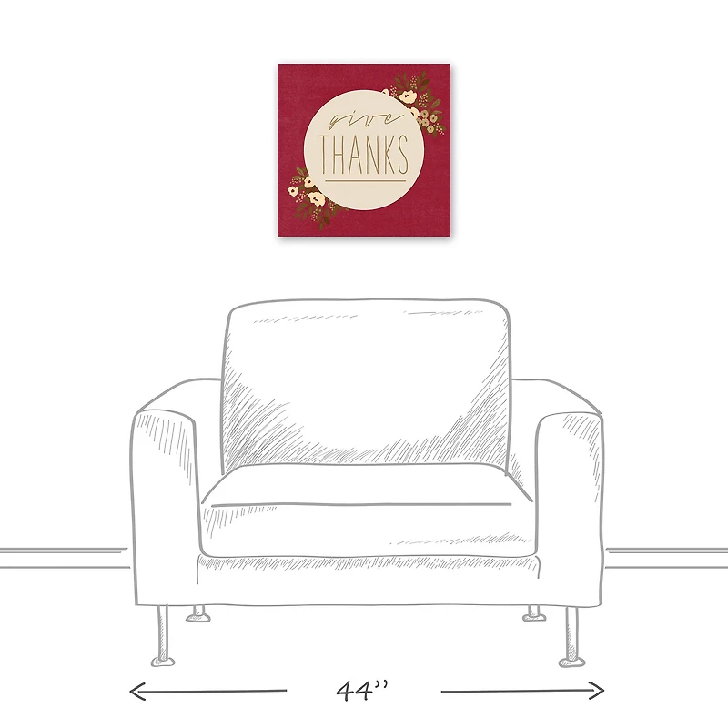 Give Thanks Circle Floral Canvas Wall Art