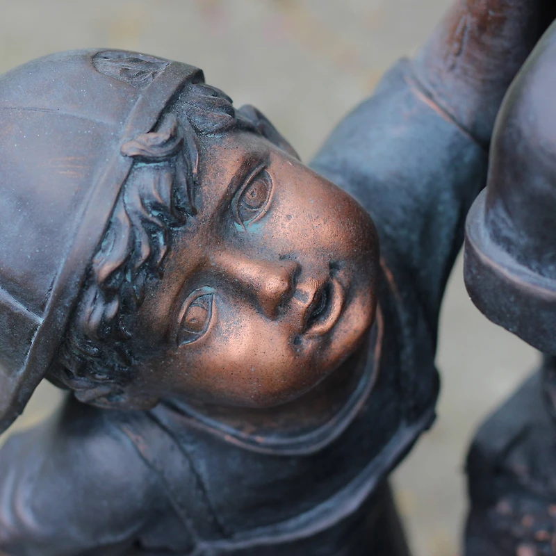 29" Bronze Children at the Water Pump Well Outdoor Garden Water Fountain