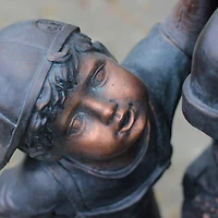 29" Bronze Children at the Water Pump Well Outdoor Garden Water Fountain