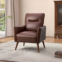 Karat Home Vegan Leather Wooden Upholstery Armchair