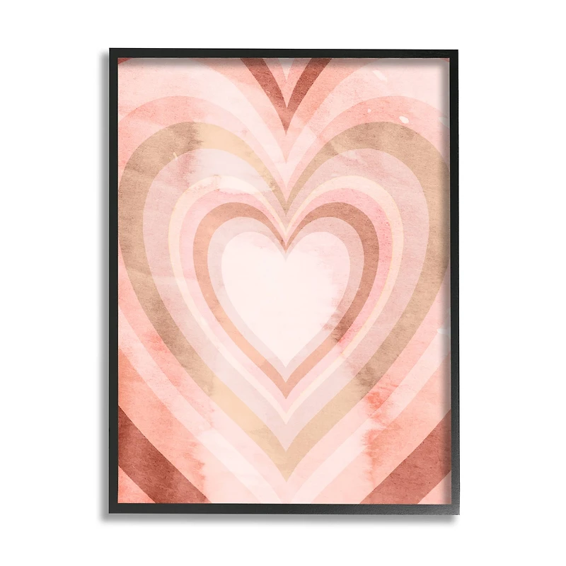 Stupell Industries Retro Pink Heart Kaleidoscopic Pop Pattern in Frame Wall Art